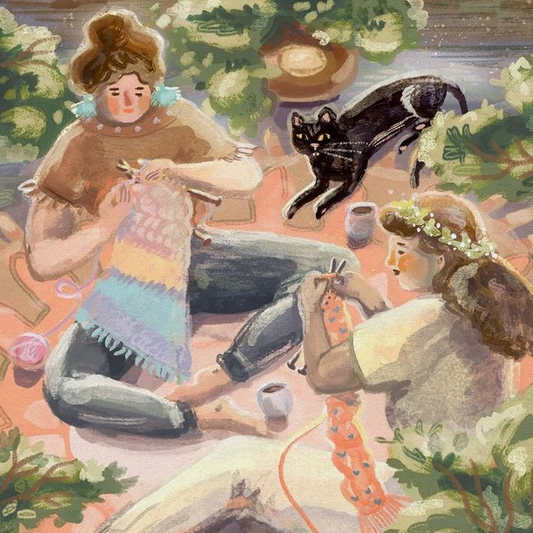 Knitting Party Canvas Art Print