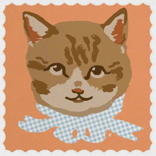 Brown Vintage Cat Eco Mini Canvas