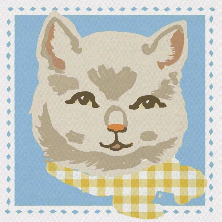 White Vintage Cat Eco Mini Canvas