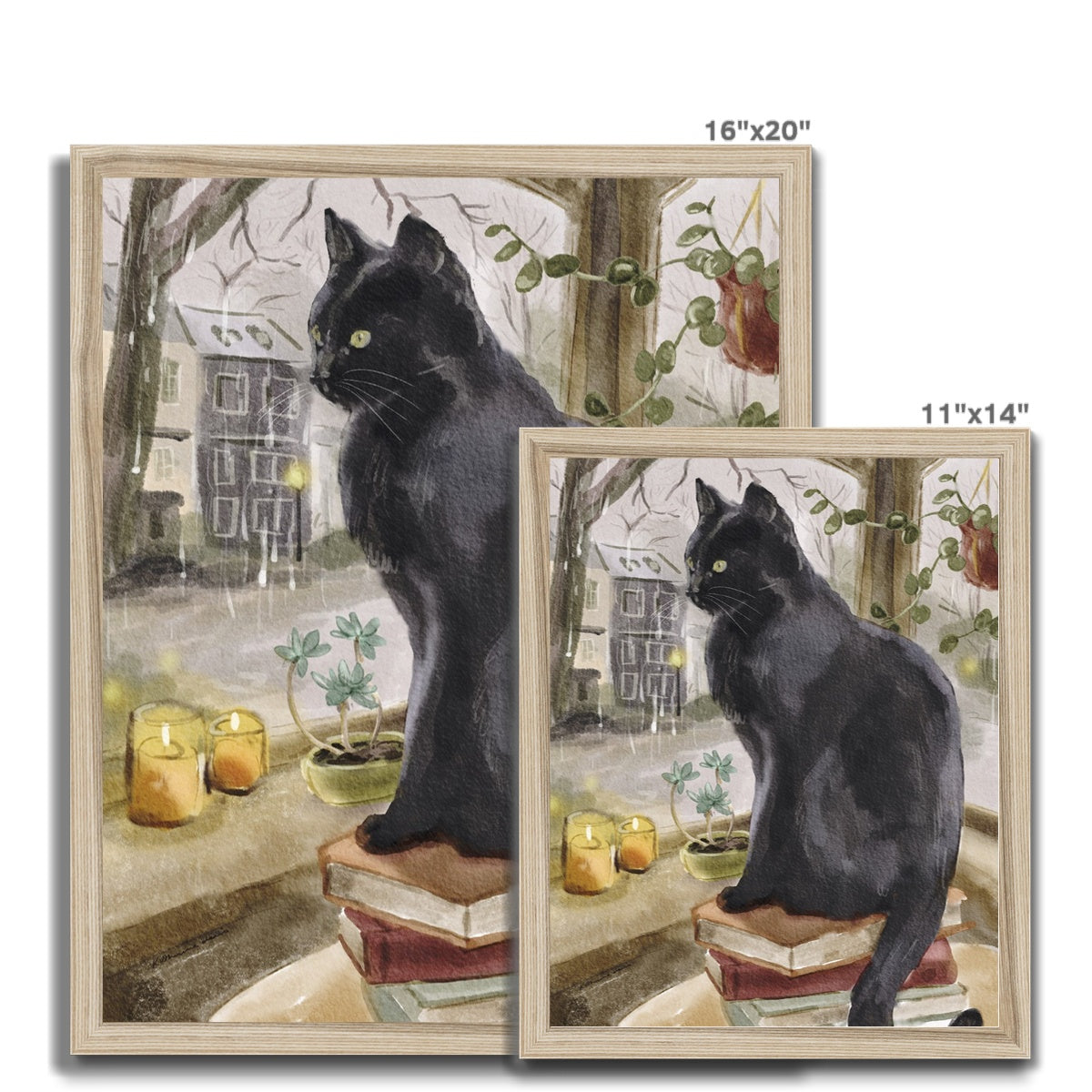 Black Window Cat Portrait Framed Print