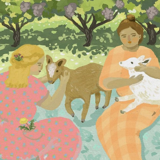 Vineyard Goat Picnic Canvas Art Print