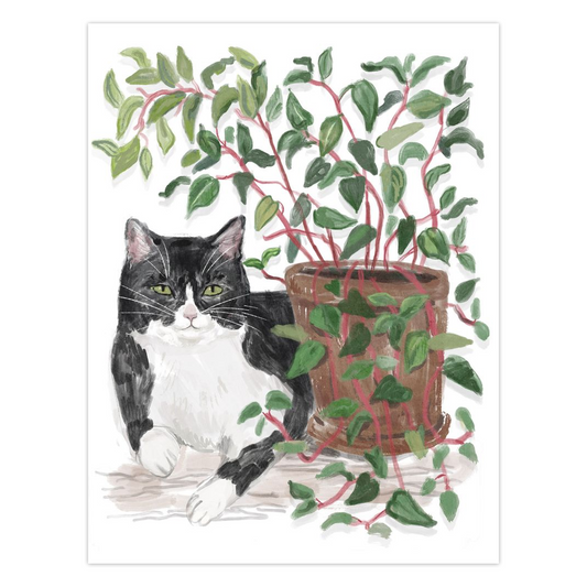 Houseplant Cat Card U-179