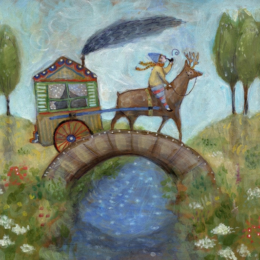 Pulling the Painted Cart Canvas Art Print