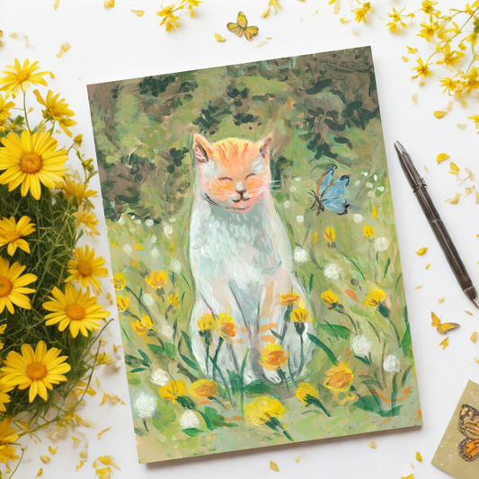 Dandelion Cat Card