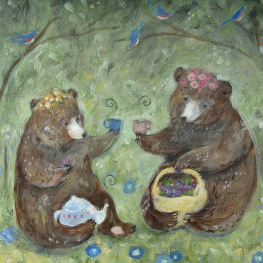 Berry Time with Bears Canvas Art Print
