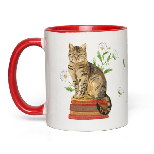 Daisy Book Cat 11oz Ceramic Accent Mug