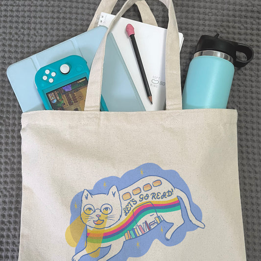 Cat Book Bus Cotton Tote