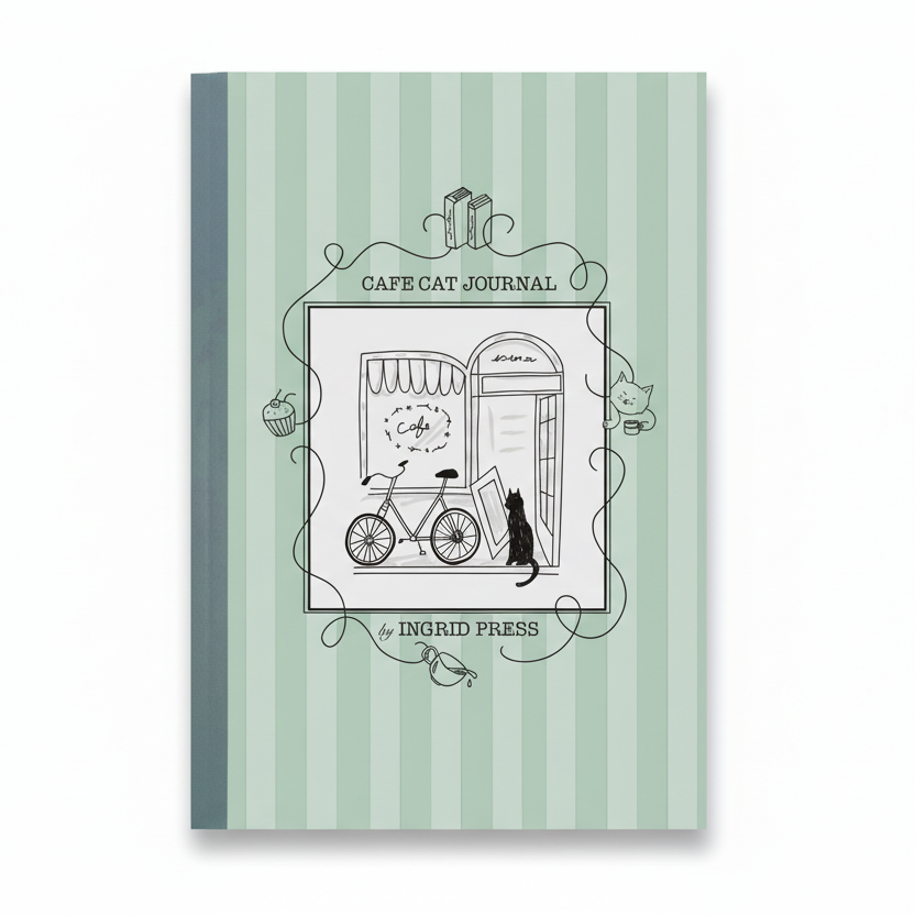 Cafe Cat Illustrated Book Lined Journal