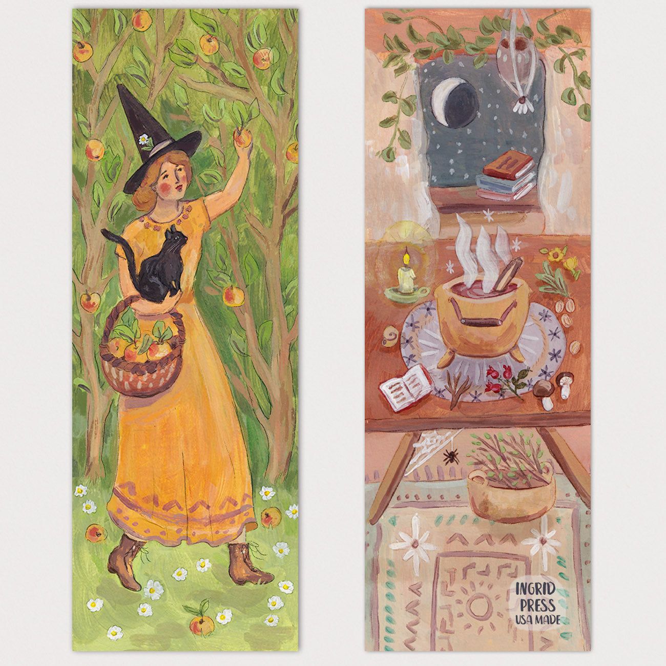 Country Witch Double-Sided Bookmark 16 Set