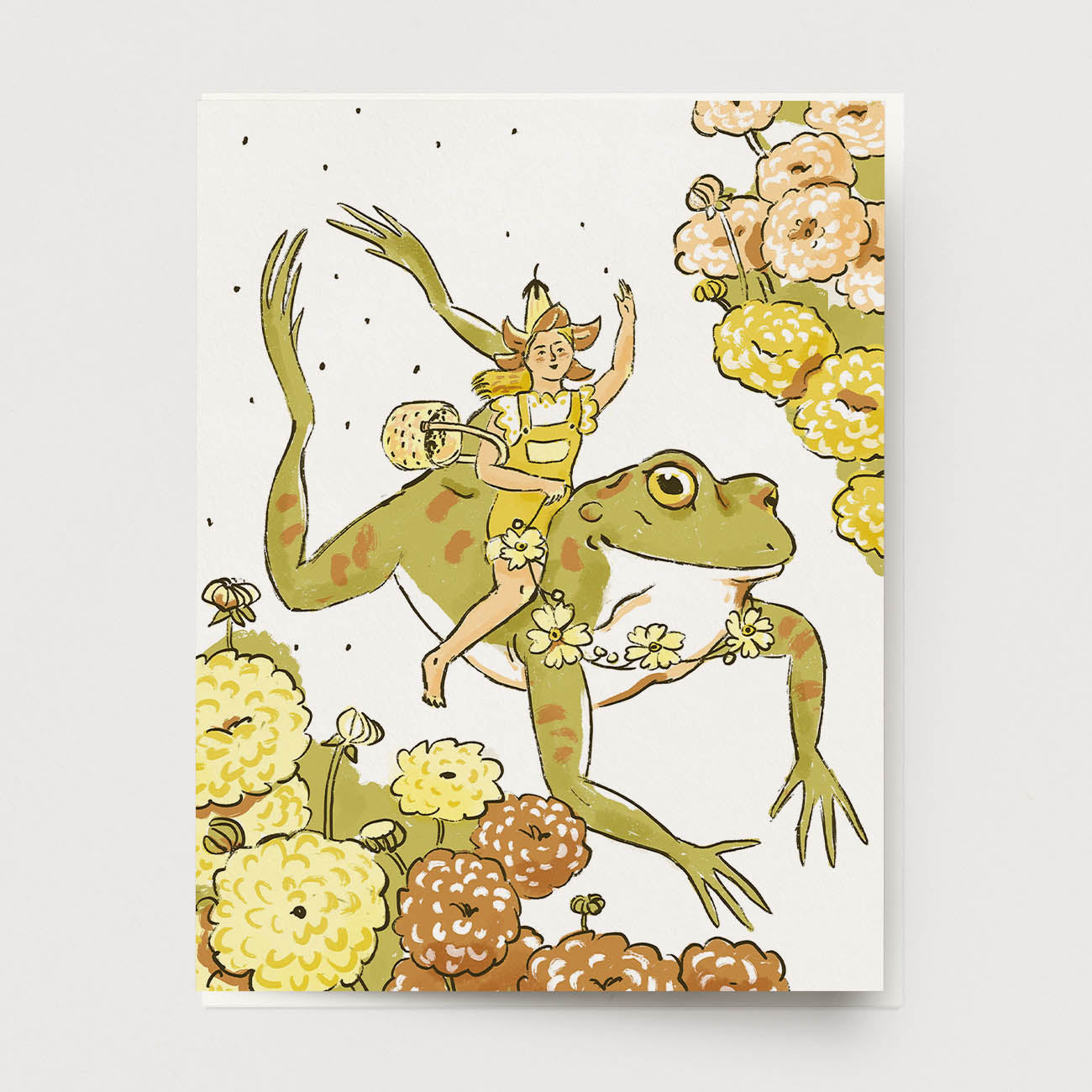 Frog and Flower Seeds Greeting Card