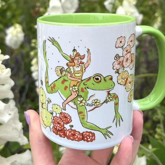 Frogs and Flower Seeds 11oz Ceramic Accent Mug