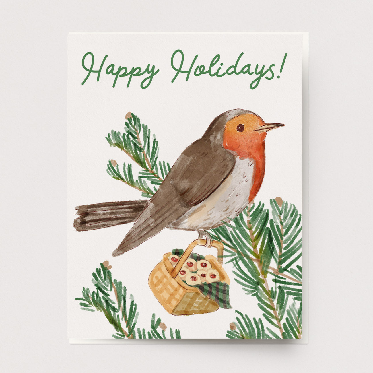 Holiday Basket Robin Greeting Card