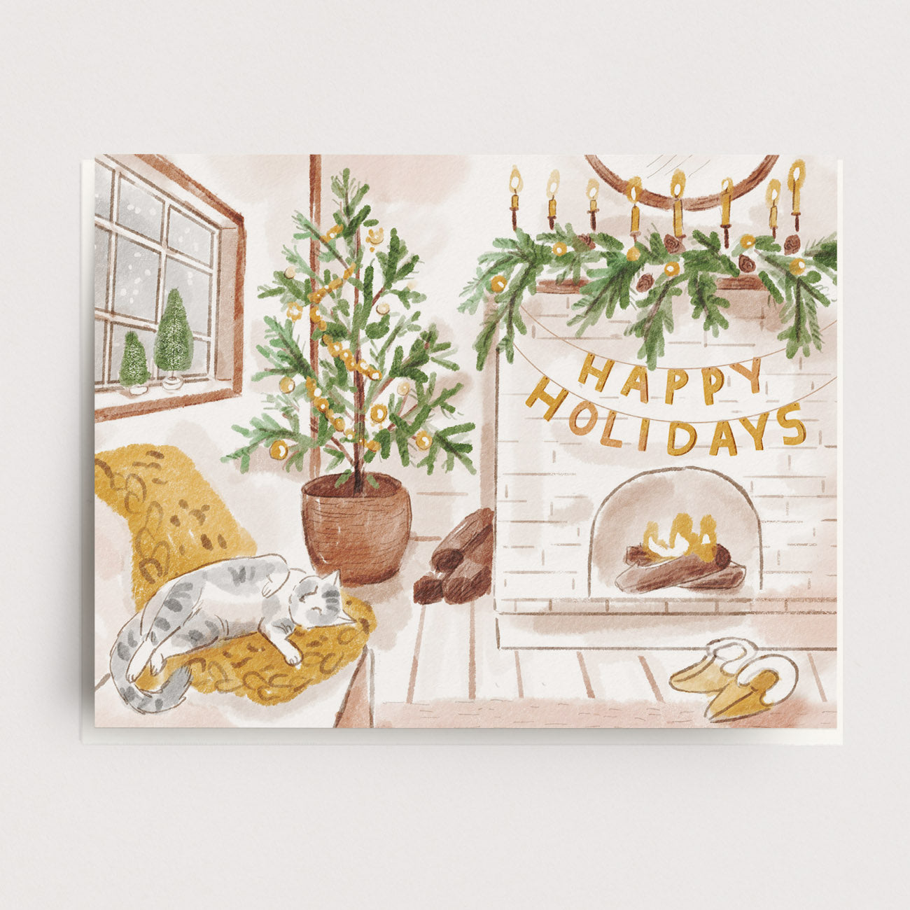 Holiday Hygge Cat Greeting Card