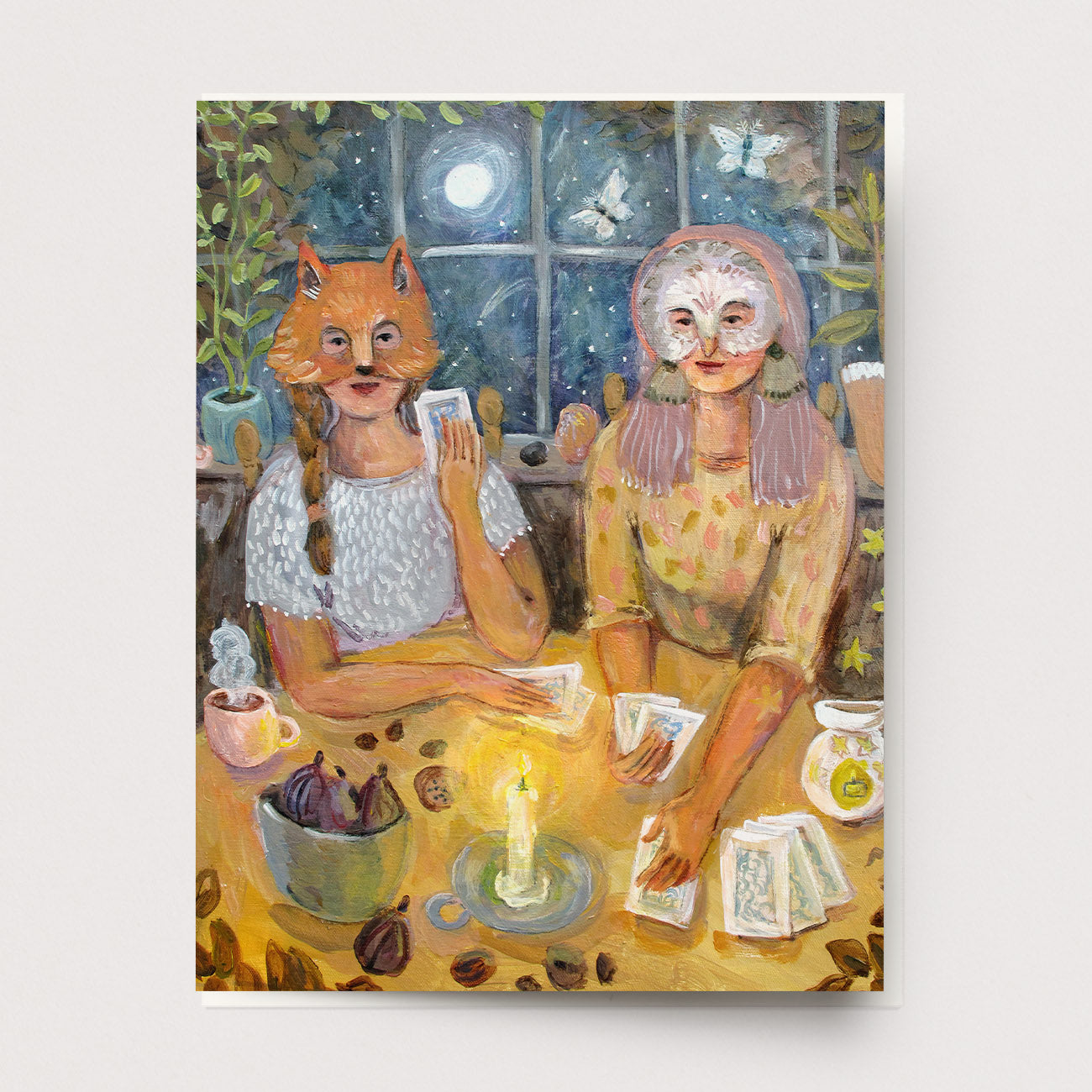Lady Fox & Sister owl Greeting Card