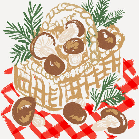 Mushroom Harvest Holiday Decor 8x10