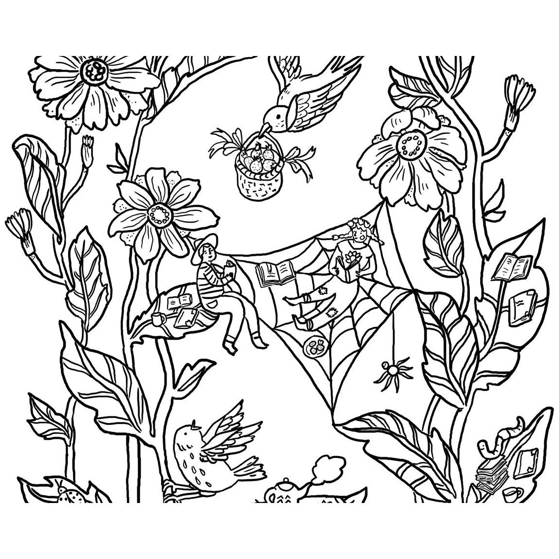 Reading Garden coloring page