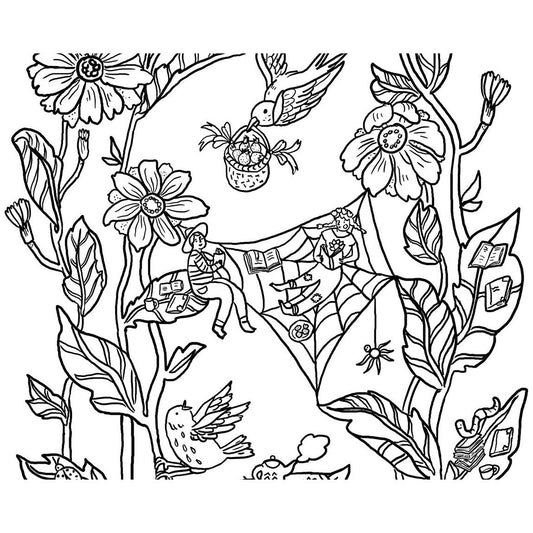 Reading Garden coloring page