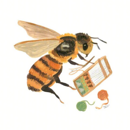 Weaving Bee Framed Illustration Print