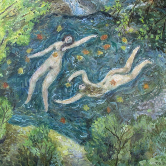 River Swim Canvas Art Print