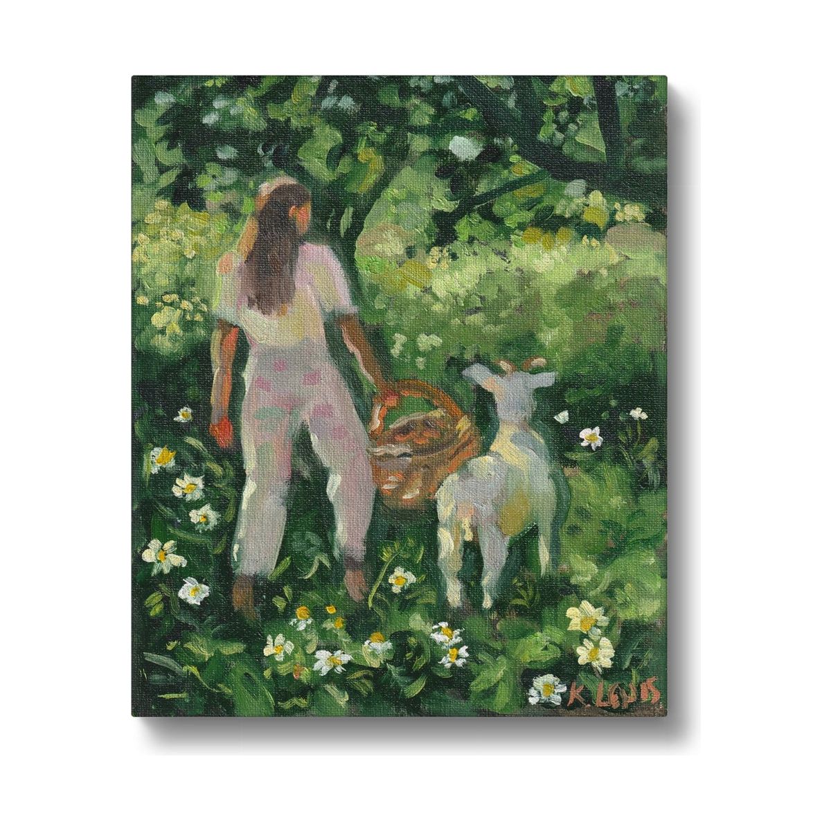Picnic with Goat Canvas Art Print