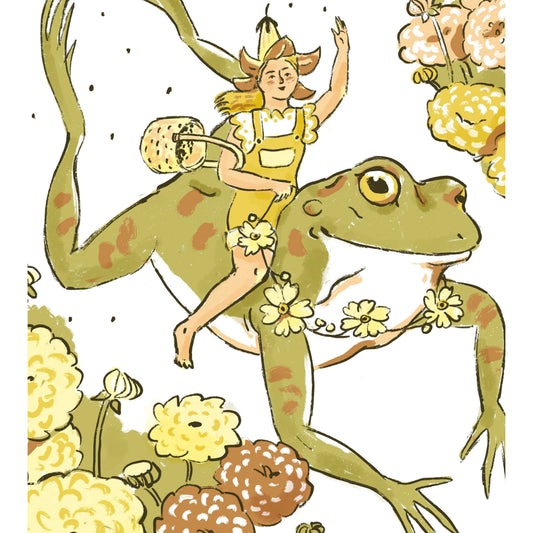 Frog and Flower Seeds Paper Print