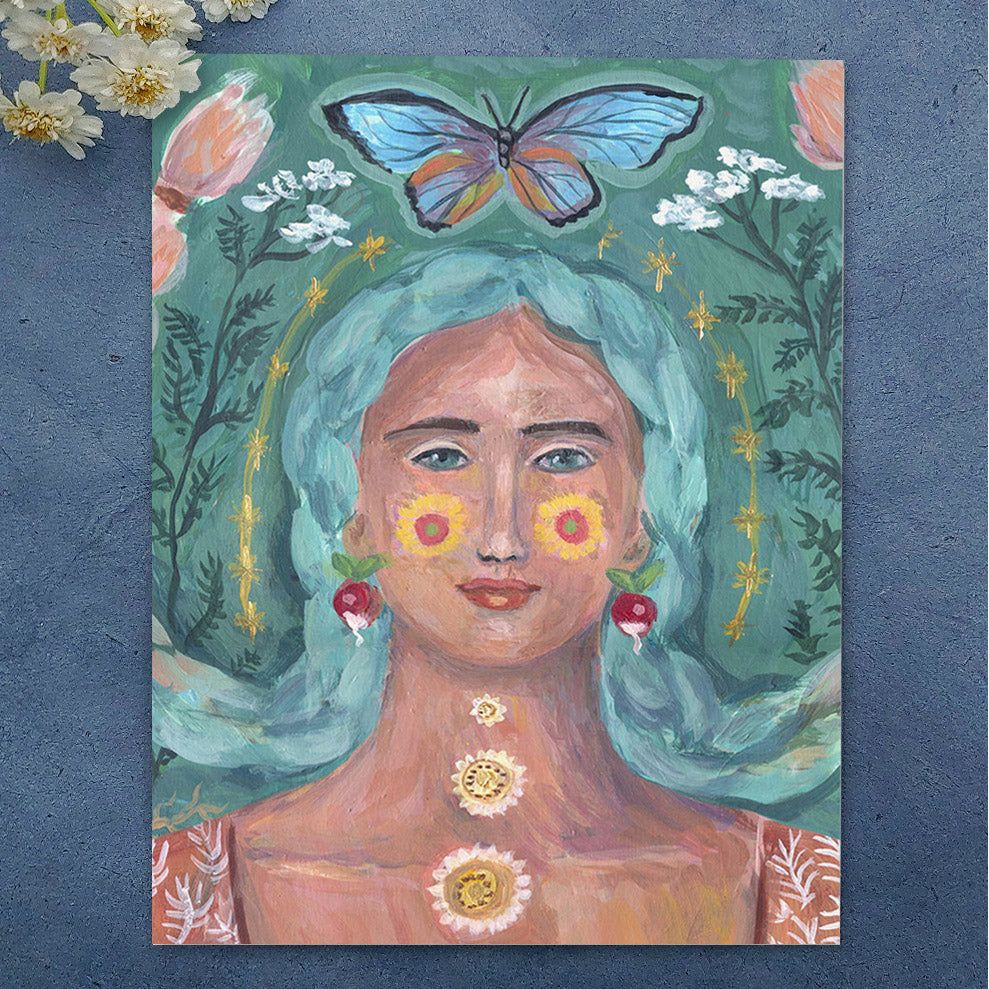 Garden Woman Greeting Card