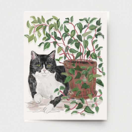 Houseplant Cat Card