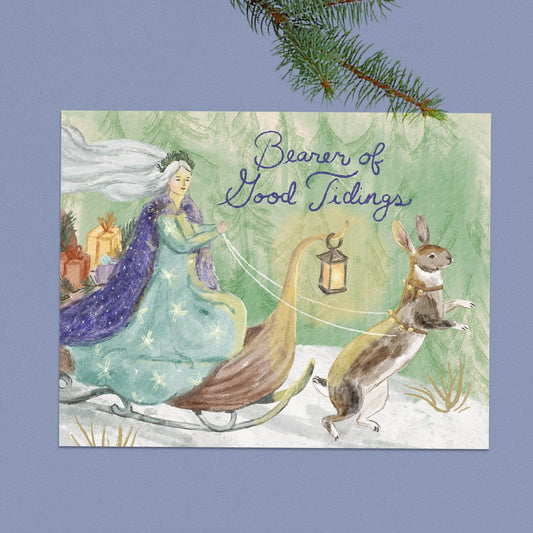 Rabbit Sleigh Card H-120