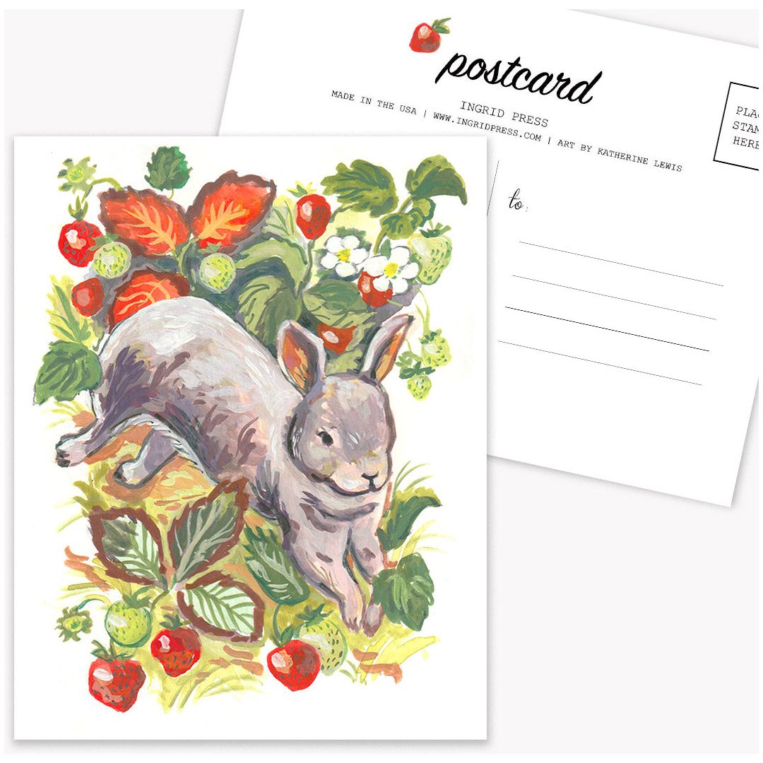 Strawberry Rabbit 10 Postcards