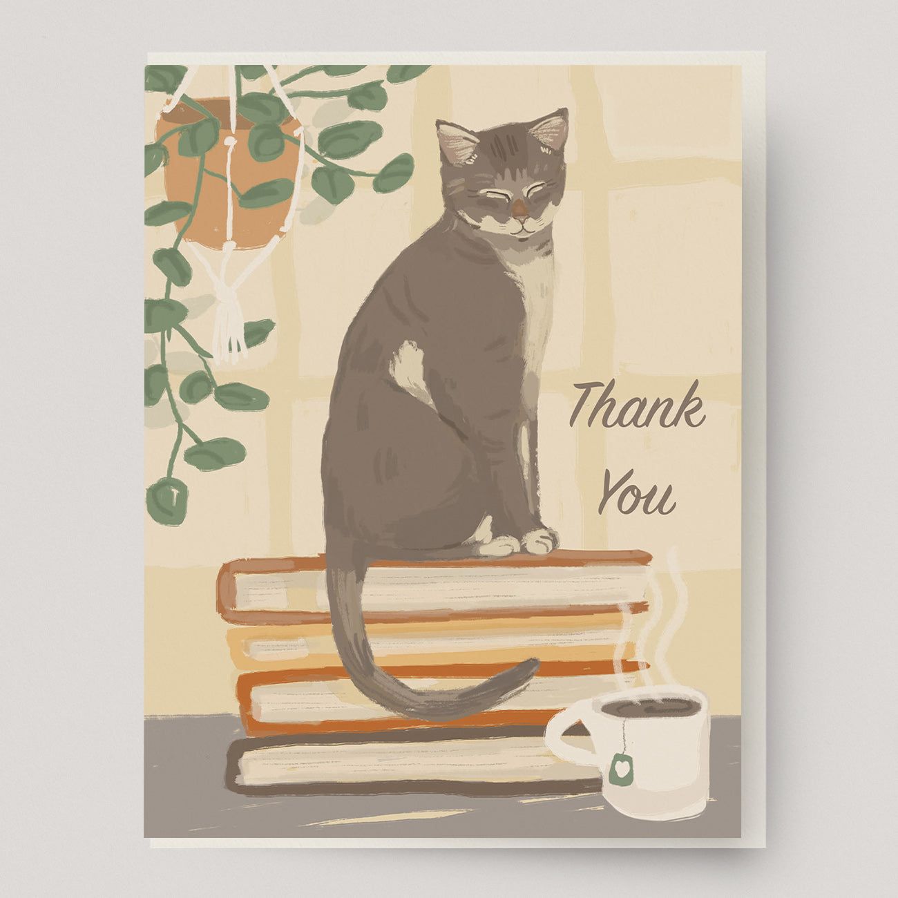 Thank You Book Cat Greeting Card