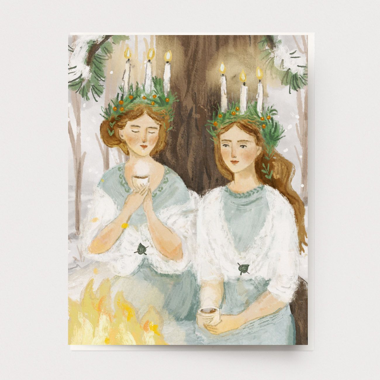 Winter Bonfire Greeting Card