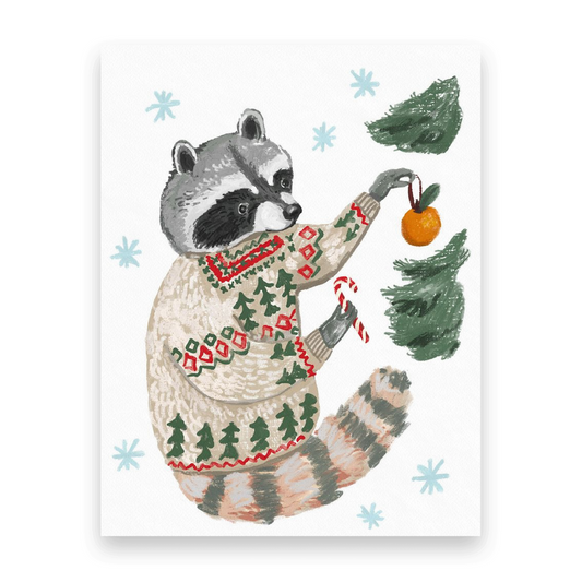 Holiday Raccoon 10 Postcards H-117-P