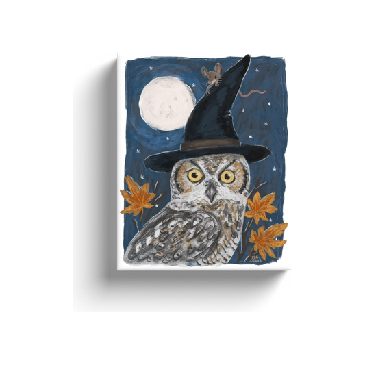 Owl and Mouse Mini Canvas 8x10