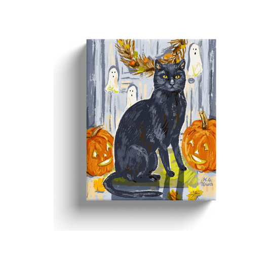 Halloween Door Cat Mini Canvas 8x10