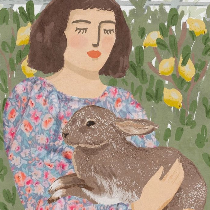 Hothouse Rabbit Portrait Canvas Art Print