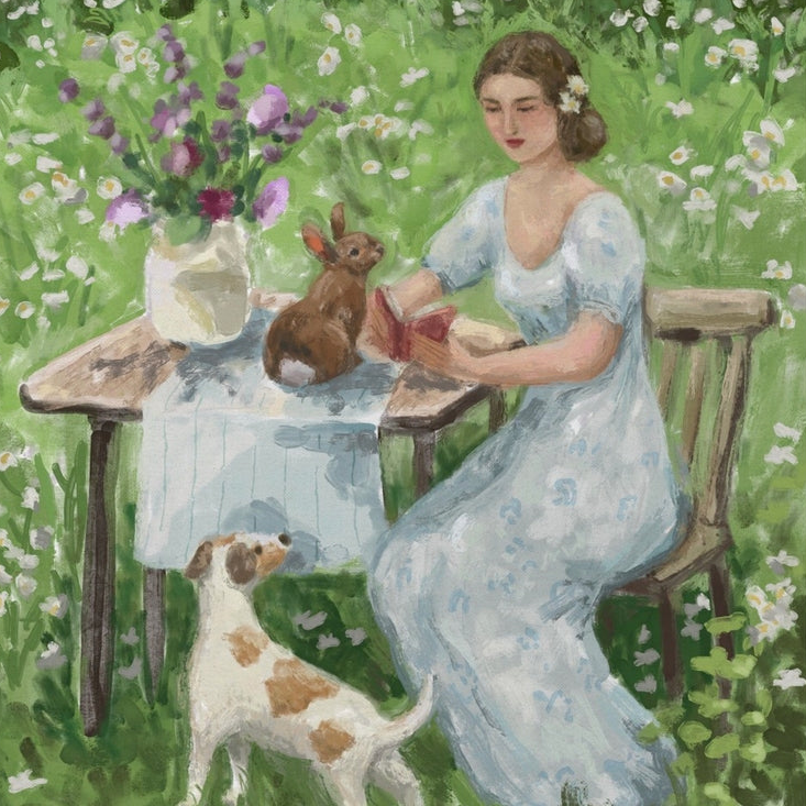 Spring Reading with Friends Canvas Art Print