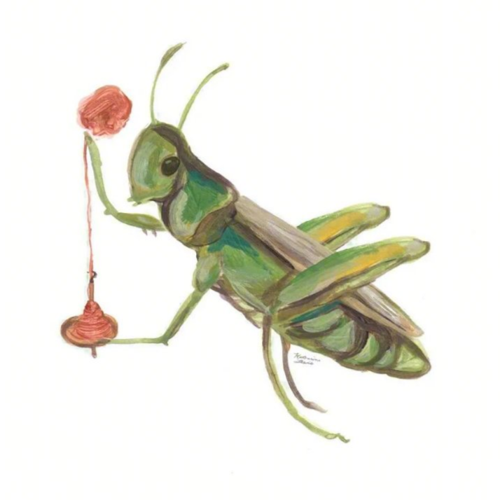 Spinning Grasshopper Framed Illustration Print