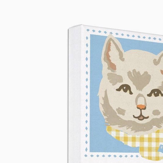 White Vintage Cat Eco Mini Canvas
