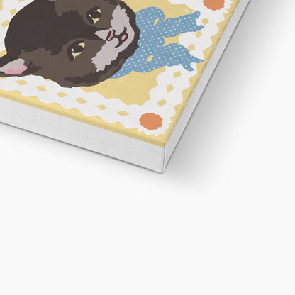 Black Vintage Cat Eco Mini Canvas