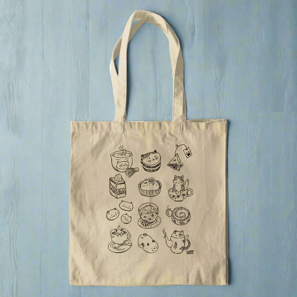 Cafe Cat Cotton Tote