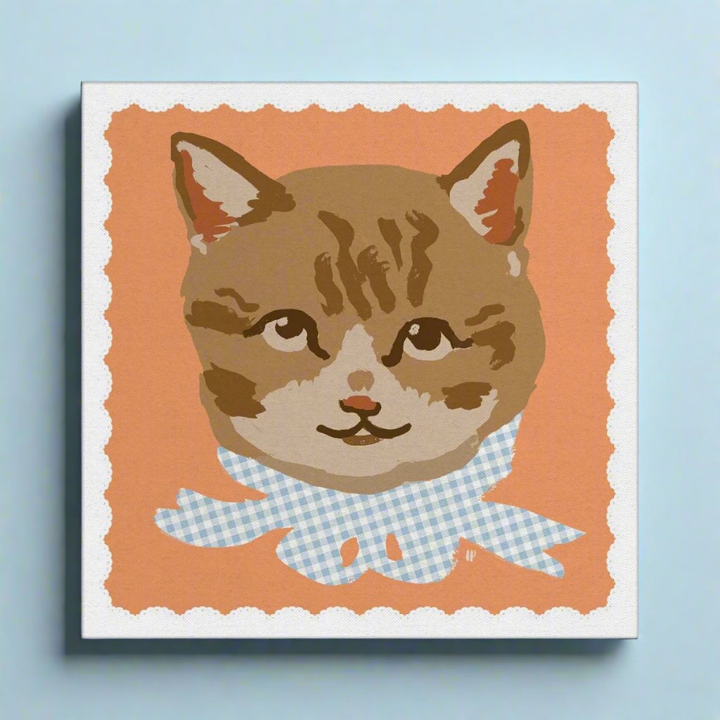 Brown Vintage Cat Eco Mini Canvas