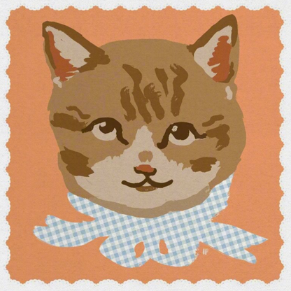 Brown Vintage Cat Eco Mini Canvas