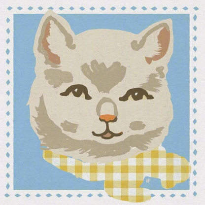 White Vintage Cat Eco Mini Canvas