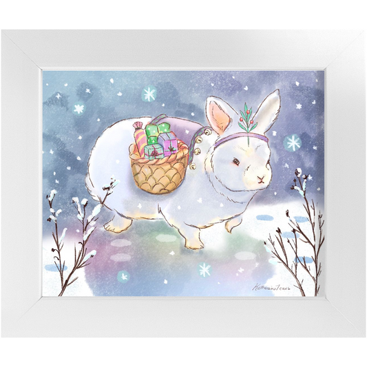Winter Rabbit Holiday Decor 8x10