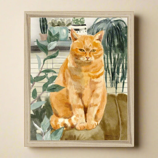 Orange Sofa Cat Portrait Framed Print