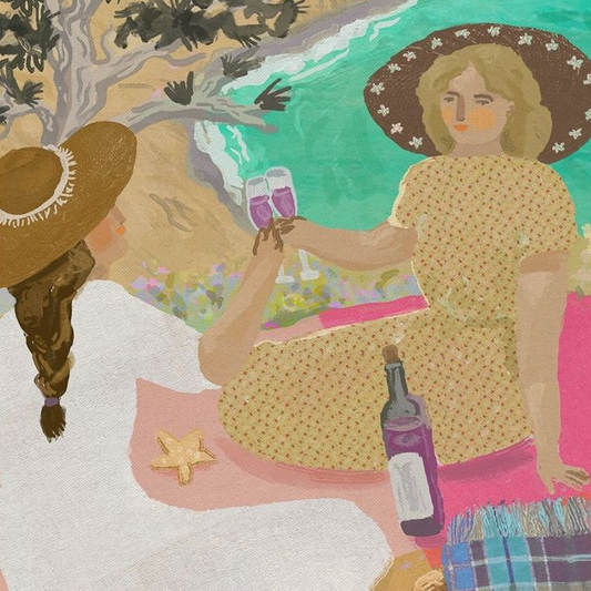 Wine by the Sea Canvas Art Print
