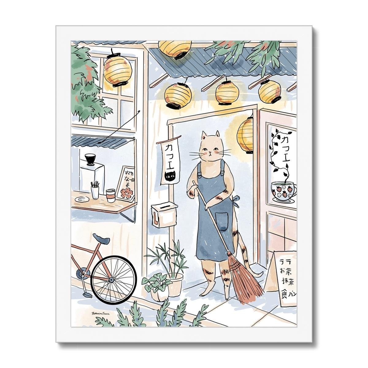 Cat Cafe Framed Print