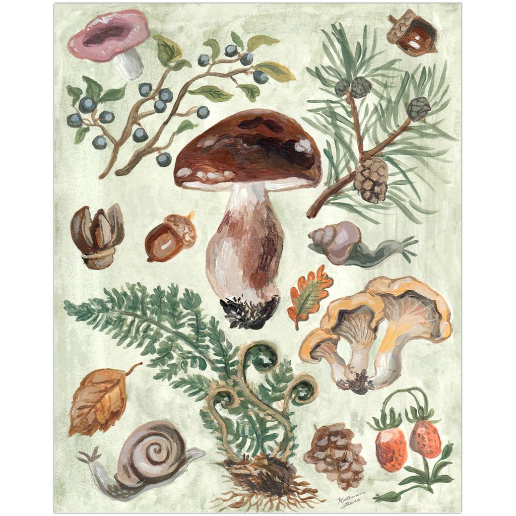 Mushroom Forest Paper Print 8x10