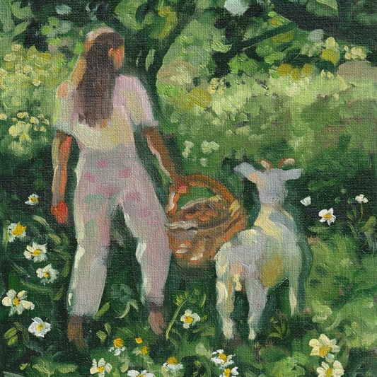 Picnic with Goat Canvas Art Print