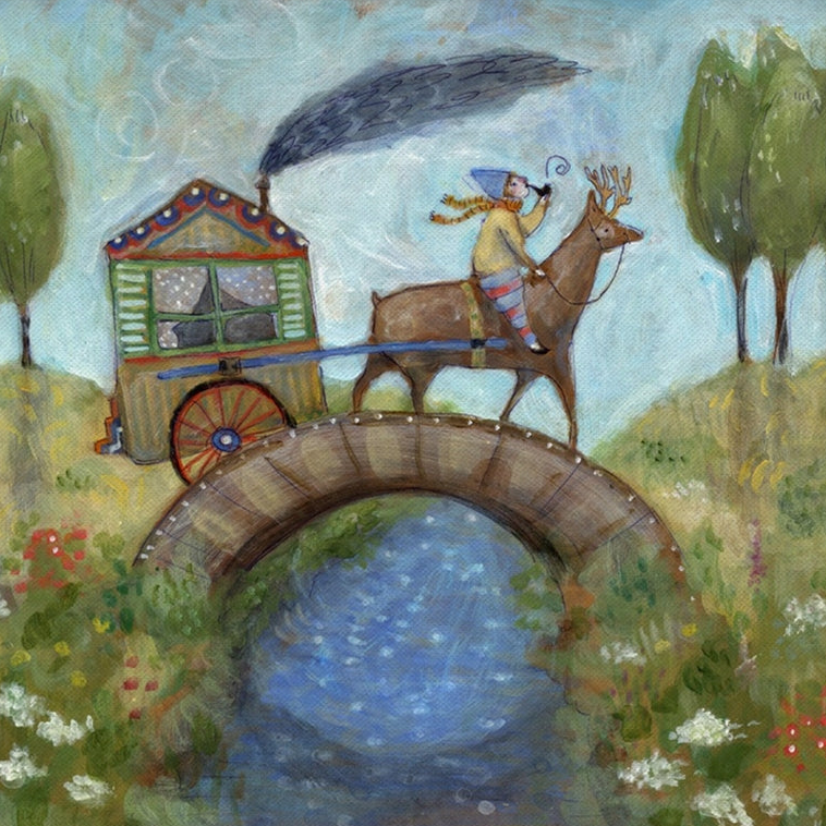 Pulling the Painted Cart Canvas Art Print